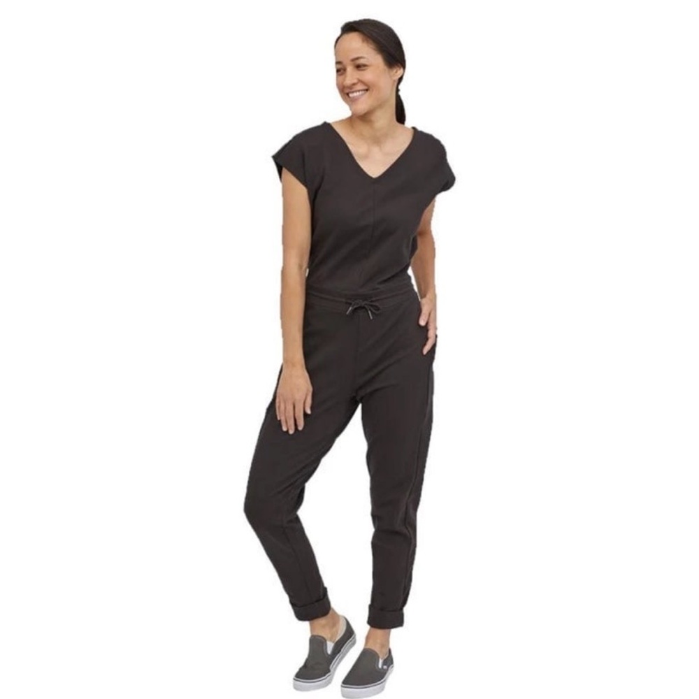 Patagonia Roaming Black Jumpsuit Organic Cotton Size Medium